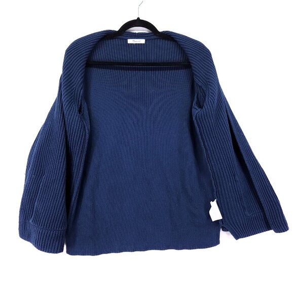 Madewell Nolan Cardigan Women's *Medium Open Front Navy Blue Ribbed Knit Sweater - Picture 5 of 12